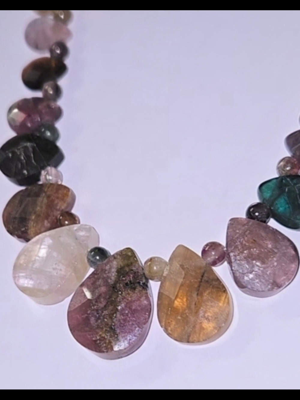 Multi color tourmaline beaded necklace faceted briolette cut gems